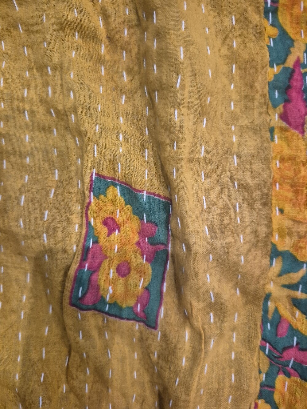 Custom High Quality Kantha Bohemian Patchwork Ruffle High-Waist Jogger Pant L-XL - Picture 2 of 6